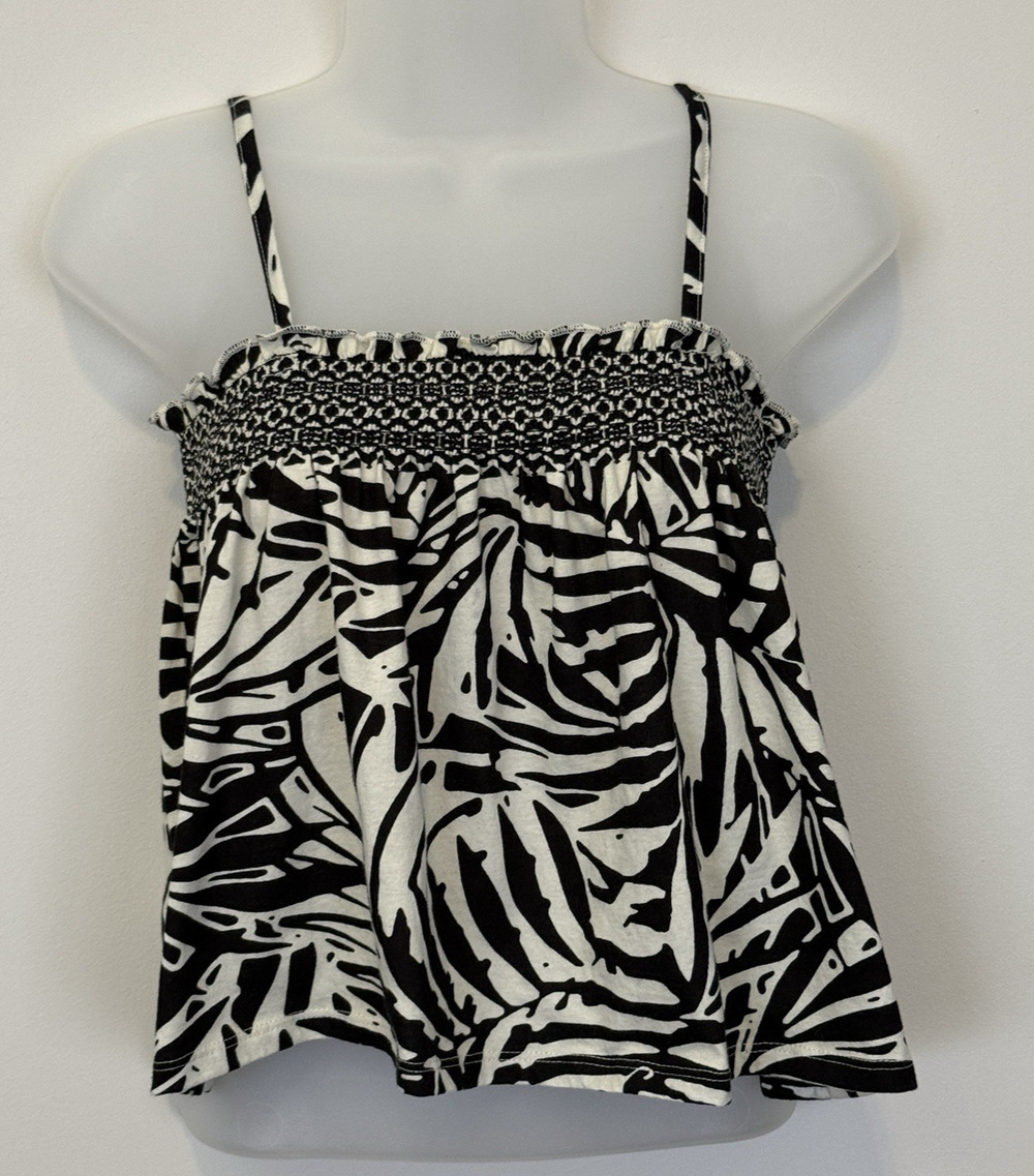 PATRONS OF PEACE Womens Small Jungle Print Spaghetti Strap Crop Top NWOT